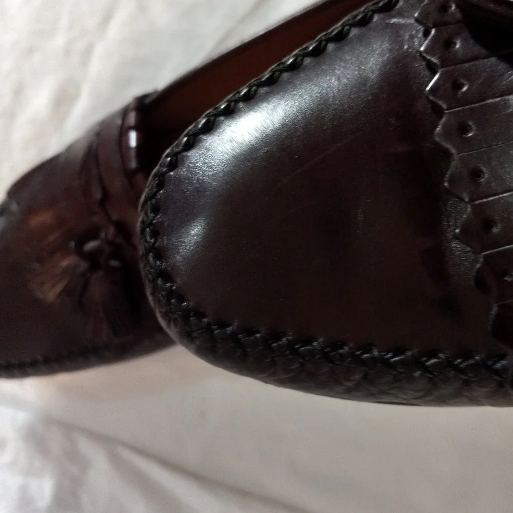 150834 JOHNSTON & MURPHY BRELAND KILTIE MEN'S SHOE 8.5 M BURGUNDY LEATHER....EUC